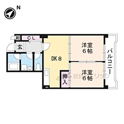 スペイシャス桂 2DKの間取図画像