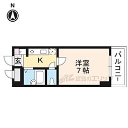 レジデンスオークラC棟 1Kの間取図画像