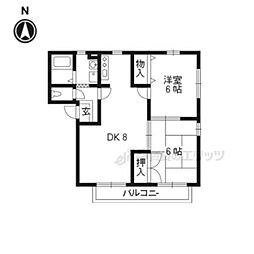 北ウィング 2DKの間取図画像