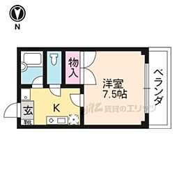 フローレス高辻 1Kの間取図画像