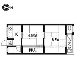 葵荘 2Kの間取図画像