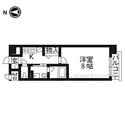 ナディア 1Kの間取図画像