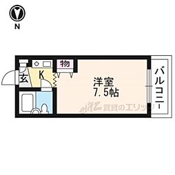 ヤングビレッジ嵯峨 ワンルームの間取図画像