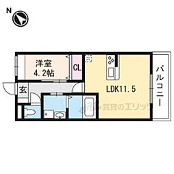 Palacio西院 1LDKの間取図画像
