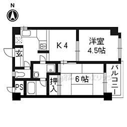 コスモハイツオノ 2DKの間取図画像
