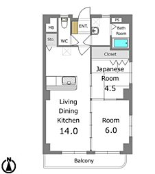 あさひレジデンス 2LDKの間取図画像