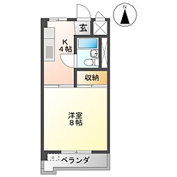 グランドピア今泉 1Kの間取図画像