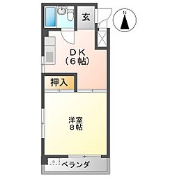 グランドピア今泉 1DKの間取図画像