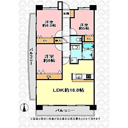 レーベンハイム戸田公園アクアシティ 3LDKの間取図画像