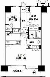 ザ・大阪レジデンス備後町 2LDKの間取図画像