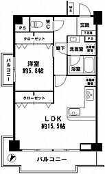 ハイマート西船場 1LDKの間取図画像