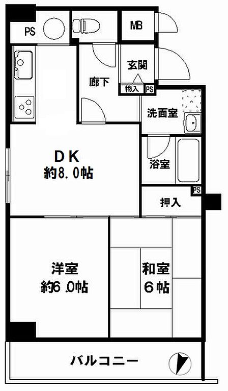 2DK 間取り