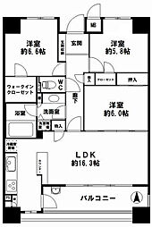 本町パークホームズシティウエスト 3LDKの間取図画像
