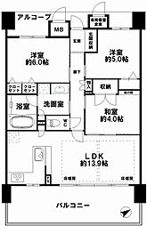 エステムコート中之島GATE 3LDKの間取図画像