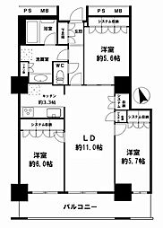 阿波座ライズタワーズフラッグ46 3LDKの間取図画像