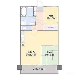 北千住パークファミリア 9階2LDKの間取り