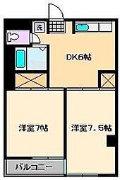 第一タカサハイム 2DKの間取図画像