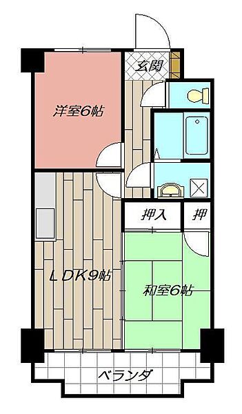 足立インターハイツ 402｜福岡県北九州市小倉北区宇佐町2丁目(賃貸マンション2LDK・4階・50.00㎡)の写真 その2