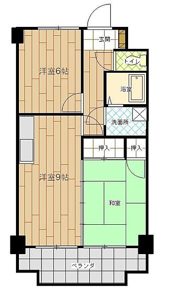 足立インターハイツ 304｜福岡県北九州市小倉北区宇佐町2丁目(賃貸マンション2LDK・3階・52.00㎡)の写真 その2