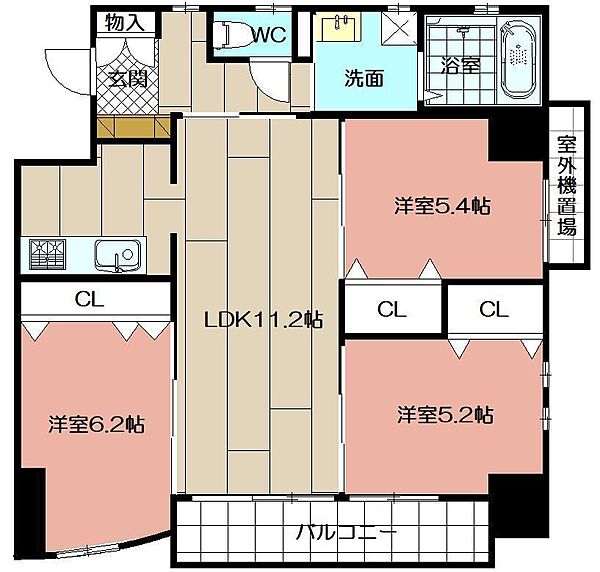 ＭＤＩロイヤルレジデンス大手町 502｜福岡県北九州市小倉北区大手町(賃貸マンション3LDK・5階・71.31㎡)の写真 その2