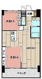MDIシエルコンティーレ曽根北町 2LDKの間取図画像