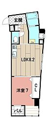 アルバース三萩野 1LDKの間取図画像