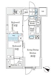 渋谷区東3丁目マンション 2LDKの間取図画像