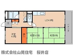 コーポノバ神之森 302 ｜ 奈良県桜井市大字桜井（賃貸マンション3LDK・4階・58.32㎡） その2