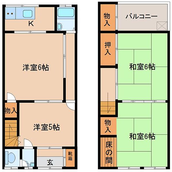 奈良県大和郡山市南郡山町(賃貸一戸建4K・2階・65.18㎡)の写真 その2