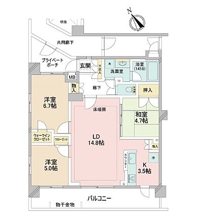 3ＬＤＫ角住戸