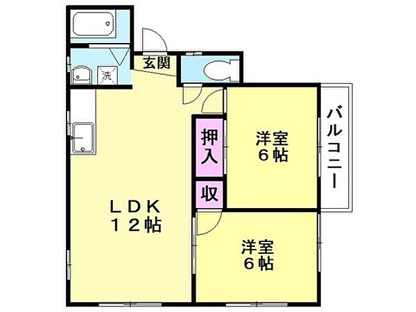 サンハイツＤ 201号室｜埼玉県本庄市朝日町1丁目(賃貸アパート2LDK・2階・53.82㎡)の写真 その2