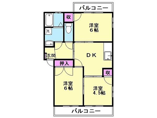 メゾンアールシー A201号室｜埼玉県本庄市朝日町1丁目(賃貸アパート3DK・2階・49.36㎡)の写真 その2