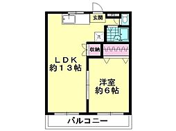 エスパシオ関口A 1LDKの間取図画像