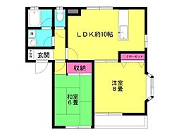 スチームクレスト 2LDKの間取図画像