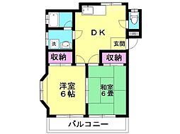 リバーサイド 2DKの間取図画像