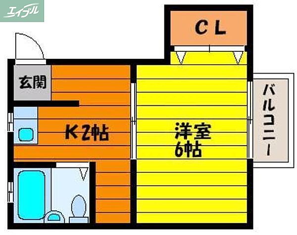 岡山県岡山市北区宿本町(賃貸マンション1K・2階・22.50㎡)の写真 その2