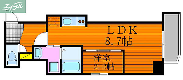 岡山県岡山市北区柳町1丁目(賃貸マンション1LDK・2階・28.94㎡)の写真 その2