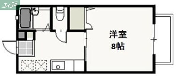 岡山県岡山市北区津島福居2丁目(賃貸アパート1K・2階・26.49㎡)の写真 その2