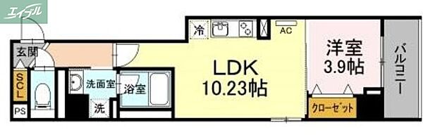 岡山県岡山市北区富田町1丁目(賃貸マンション1LDK・1階・37.91㎡)の写真 その2