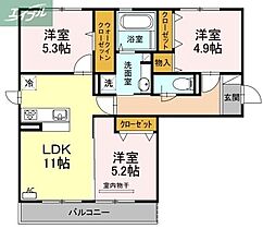 岡山県岡山市中区東川原（賃貸アパート3LDK・3階・65.85㎡） その2