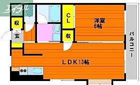 岡山県岡山市北区厚生町2丁目（賃貸マンション1LDK・5階・44.71㎡） その2