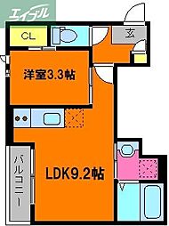 JR吉備線 備前三門駅 徒歩6分の賃貸アパート 1階1LDKの間取り