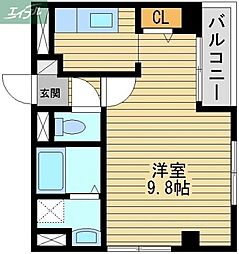 エディフィシオ横内 1Kの間取図画像