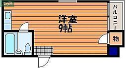 SOハイツ岡山 ワンルームの間取図画像