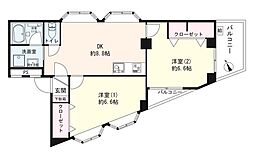 ビッグ武蔵野国分寺 2DKの間取り