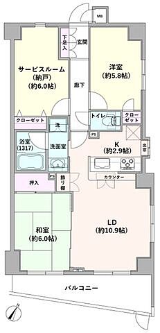 間取り パテラスクエア久米川 1階/-