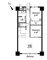 ROSETOWER元今泉 2LDKの間取図画像