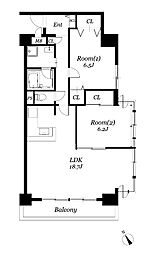 ROSETOWER元今泉 2LDKの間取図画像