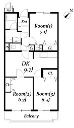 ラフィネ幕張本郷 3DKの間取図画像