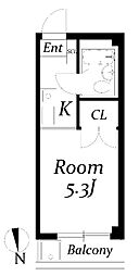 パークアベニュー桜 4階ワンルームの間取り